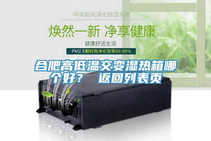 合肥高低溫交變濕熱箱哪個好？ 返回列表頁